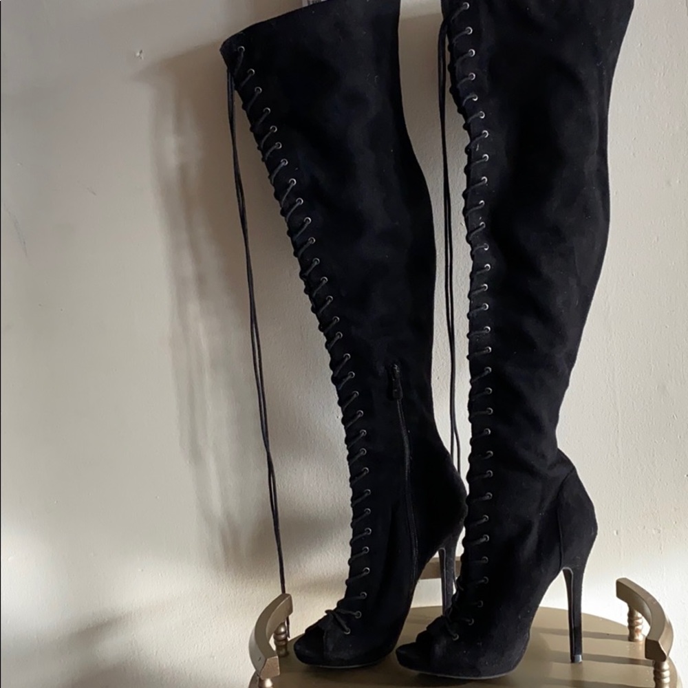 Rue 21 Black Suede Lace Up Heels